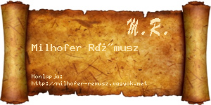 Milhofer Rémusz névjegykártya